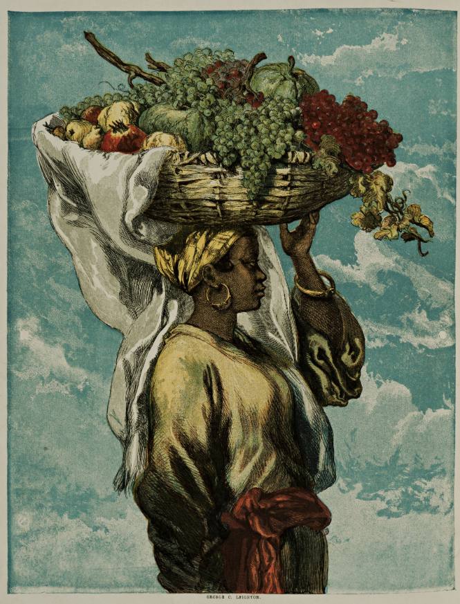 A Sketch in the Fruit Market at Rio Janeiro by J. Gilbert - The Illustrated London News - May 10, 1856