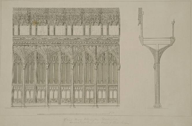 St. Mary Alhrington - Devonshire Screen, Elevation and Transverse Section of Rood