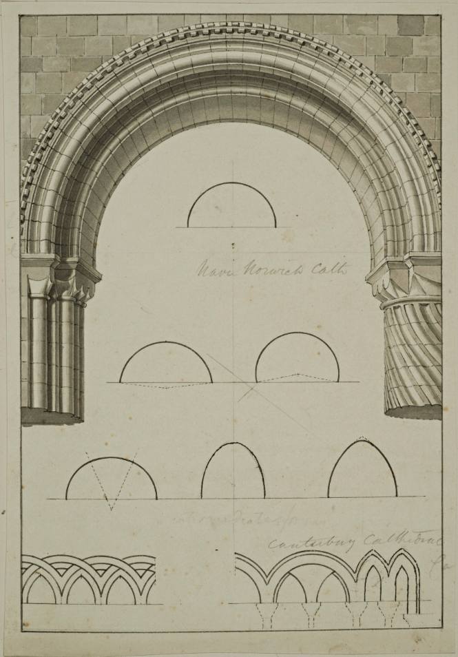 Arch Norwich Cathedral, Sketch of Arch Canterbury Cathedral