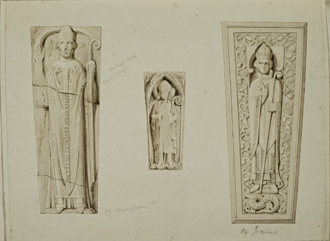Illustrations of Three Religious Figures in Relief
