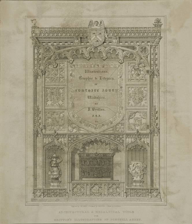 Architectural and Heraldic Title for Britton's Illustration of Fonthill Abbey, Wiltshire