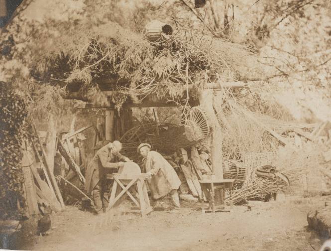 Men in an Outdoor Weaving Shop