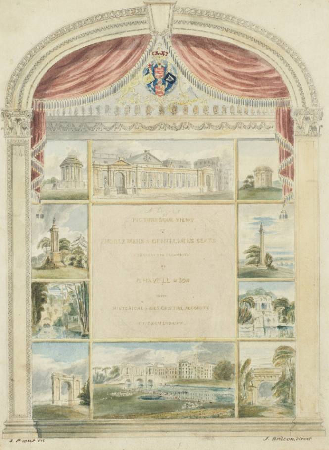 Title page, for John Britton and Robert Havell's Picturesque Views of Noblemen's and Gentlemen's Seats (London, 1816-1824)