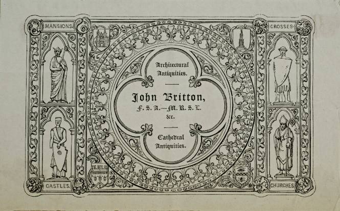 Bookplate for John Britton's Archtectural Antiquities, Cathedral Antiquities