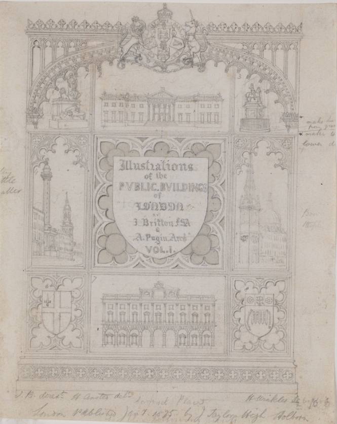 Title Page for Illustrations of the Public Buildings of London by John Britton and Augustus Pugin