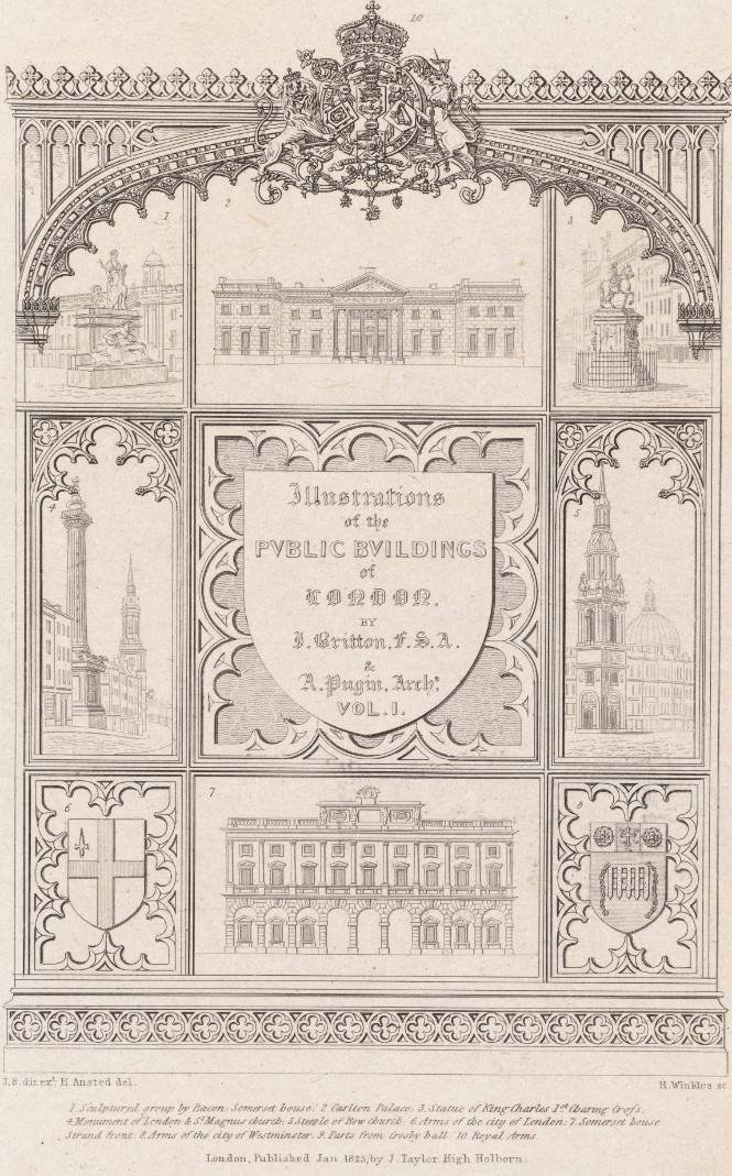Title Page of Illustrations of Public Buildings of London by John Britton (London, 1825)
