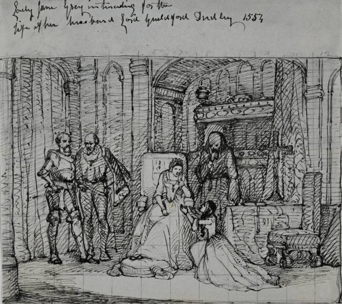 Lady Jane Gray interceding for life of husband, Lord Guildford Dudley 1554