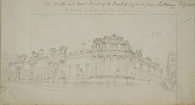 The North and West Front of the Bank of England from Lathbury