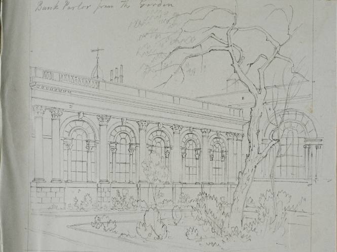 Bank Parlor from the Garden