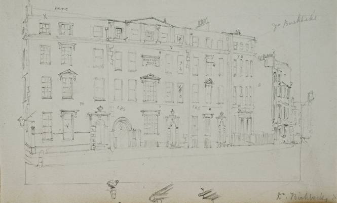 Row of Houses Showing the Residence of Dr. Birkbik