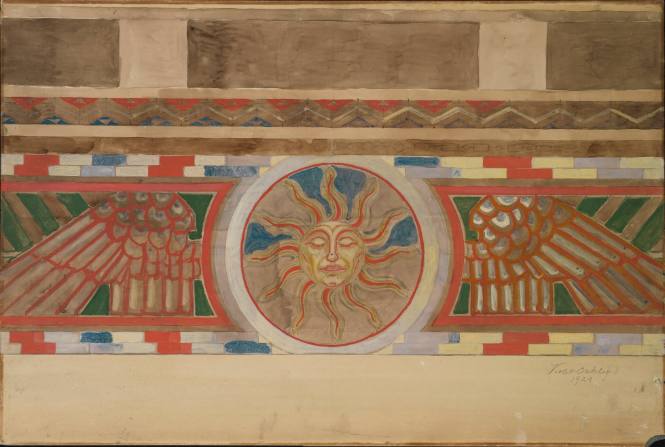 Sun and Wings: Design from stencil