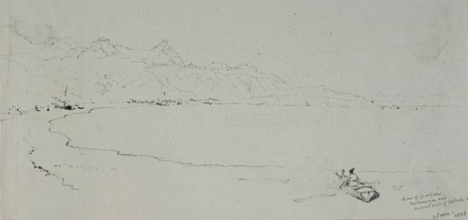 View of Giardini, Taormina and Mountans of Calabria