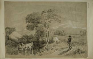 Landscape with Boy and Two Cows