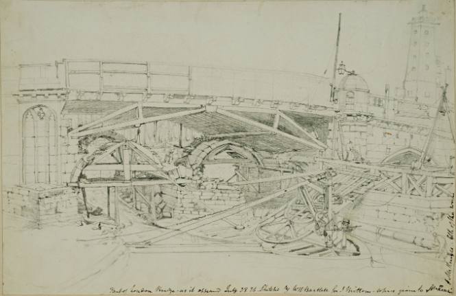 Part of London Bridge as it appeared July 18,1826