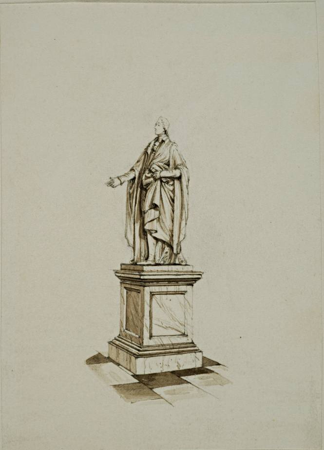 Drawing of Statue of William Pitt, Cambridge