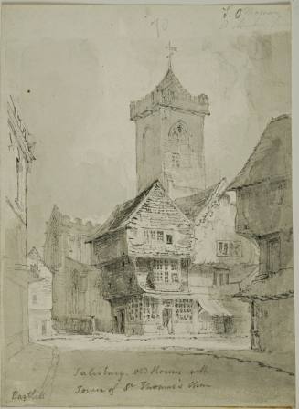 Salisbury - Old Houses with tower of St. Thomas' Choir