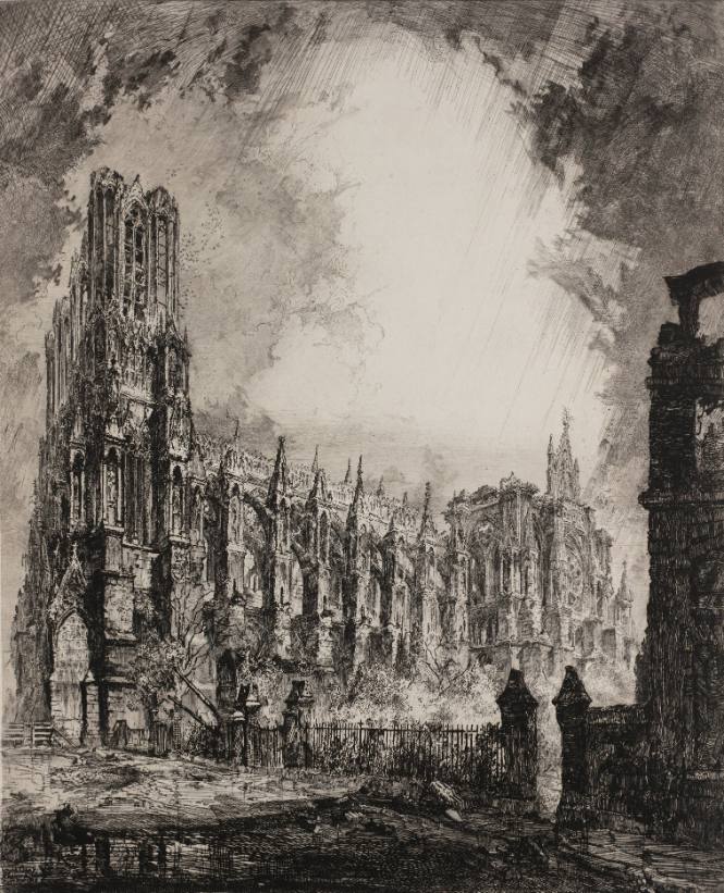Rheims Cathedral, South Side and Ruins of Archbishop's Palace