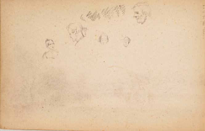 Sketches of heads of men and women, August 12, 1847, from the Marbletown, Catskills, Lake George Sketchbook