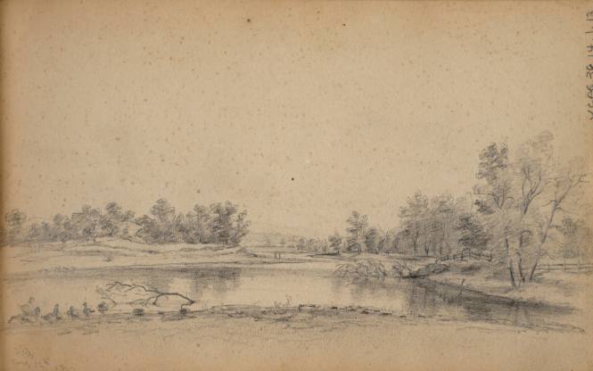 Water scene with ducks, between Rondout and Marbletown, New York, August 12, 1847, from the Marbletown, Catskills, Lake George Sketchbook