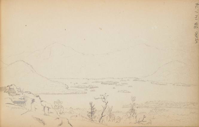 From the Pinnacle of Mt. Tongue, Narrows, Black Mt., Shelving Rock, Lake George, August 29, 1848, from the Marbletown, Catskills, Lake George Sketchbook