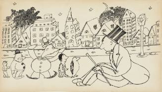 Man, Woman, and Penguin in the Street
