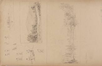 Sketches of farmers working the land; and three compositional landscape studies, August 10, 1859, Shelburne, from the Nova Scotia and New Hampshire Subjects Sketchbook