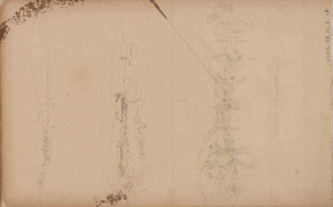 Three Landscape sketches, one entitled "Connecticut at Lancaster NH, Aug 16th", from the Nova Scotia and New Hampshire Subjects Sketchbook