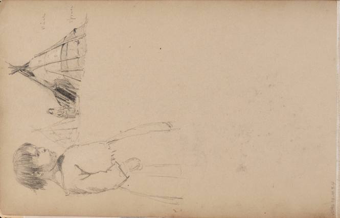 Sketch of native girl and wigwams, from the Nova Scotia and New Hampshire Subjects Sketchbook