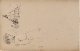 Sketch of native girl and wigwams, from the Nova Scotia and New Hampshire Subjects Sketchbook