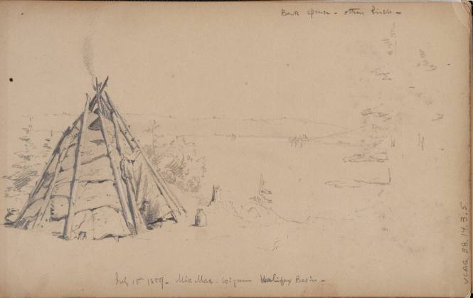 "July 15th 1859, Mic Mac Wigwam, Halifax Basin", from the Nova Scotia and New Hampshire Subjects Sketchbook