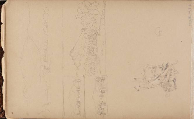 Sketches of Northumberland, July 1859; and a study of a tree trunk, from the Nova Scotia and New Hampshire Subjects Sketchbook