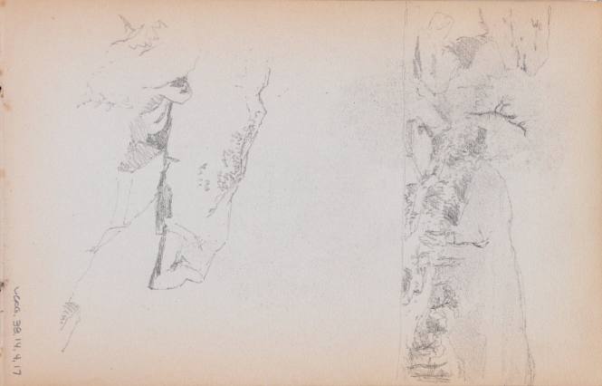 Two studies: a composition sketch of overlapping mountainsides; a rock ledge, from the sketchbook New Hampshire, N.Y., 1865-66