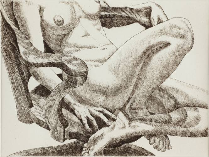 Nude on Oak Chair