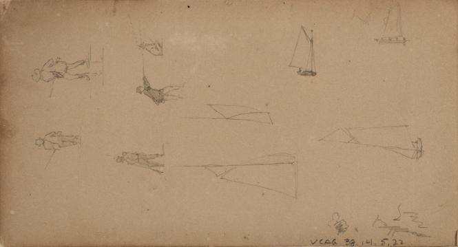 Studies of Hunters and Sloops, from the Shawangunk Mountains, New York., Mount Katadin and Lake Millinocket, Maine Subjects Sketchbook