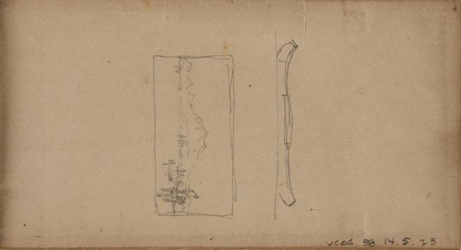 Compositional sudy for Mount Katahdin form Lake Millinocket, from the Shawangunk Mountains, New York, Mount Katadin and Lake Millinocket, Maine Subjects Sketchbook