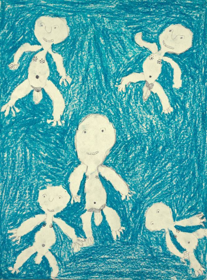 Five Men On Blue