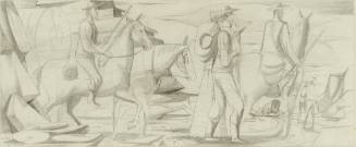 Overland Trek Westward,competition sketch for Rincon Annex, Post Office, San Francisco, California