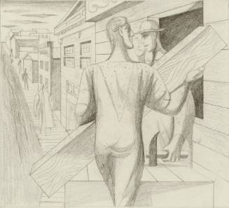 Expansion of the City, competition sketch, unrealized, for Rincon Annex, Post Office, San Francisco, California