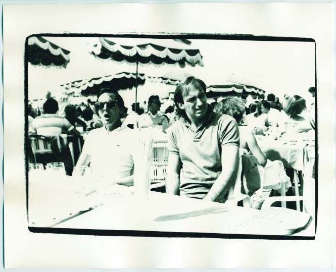 Jon Gould and Fred Hughes at a Beachside Cafe, Deauville, France