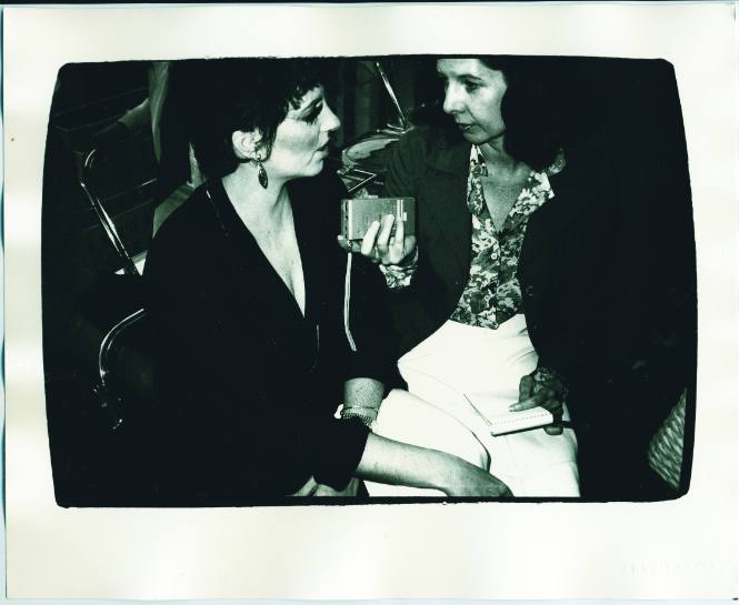 Halston Fashion Show, Liza Minnelli being interviewed in the audience