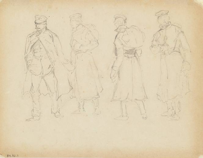 Military Sketches: Four Soldiers, Full Length