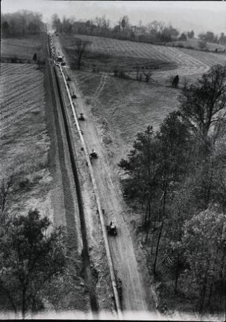 Aerial of Workers for Gulf Interstate Gas Co. Laying Pipeline for Natural Gas