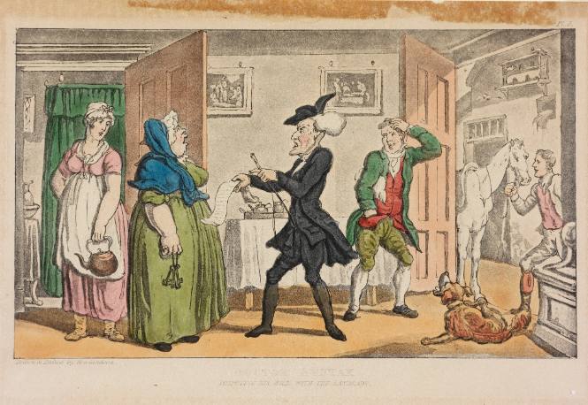 Dr. Syntax disputing his bill with his Landlady