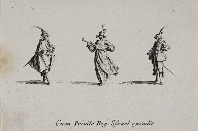Lady with lute between two gentlemen, from The Fantasies