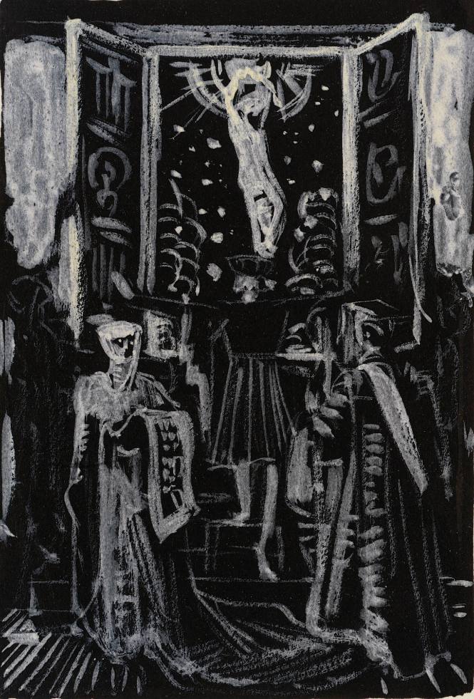 Black and White Studies for The Donors and "The Dedication of the Alumnae House