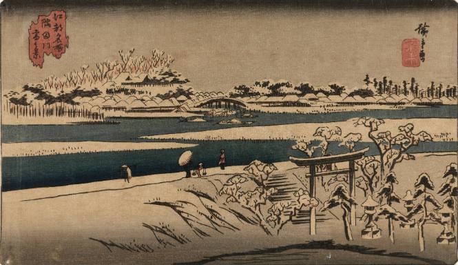 View of Sumida River in Snow