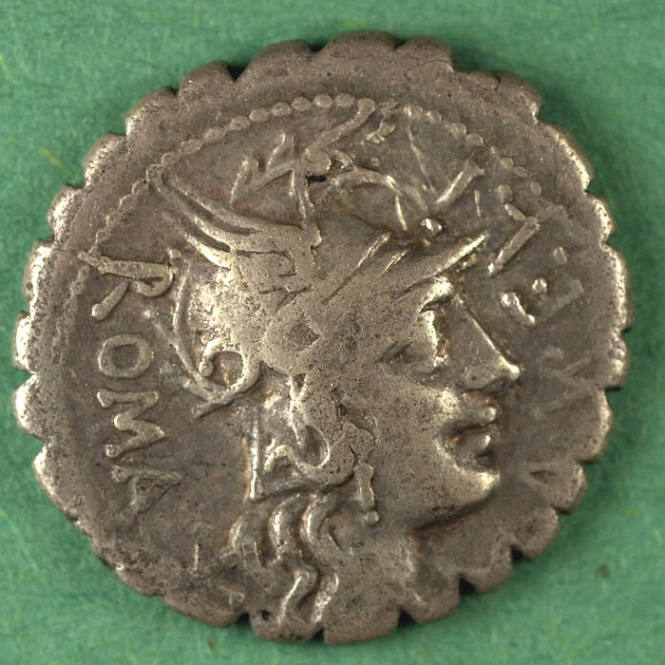 denarius serratus, Roman Republic, 118 BCE