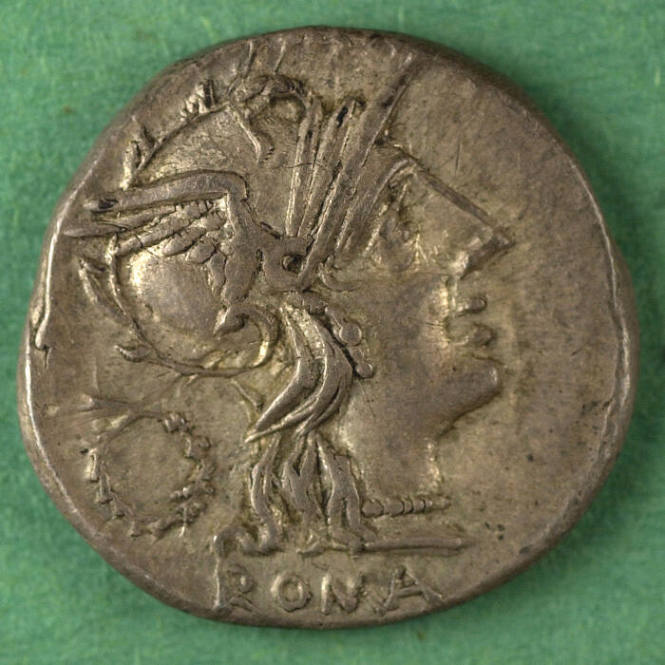 denarius, Roman Republic, 128 BCE