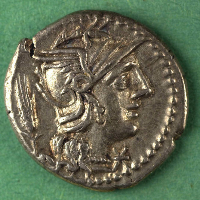 denarius, Roman Republic, 128 BCE