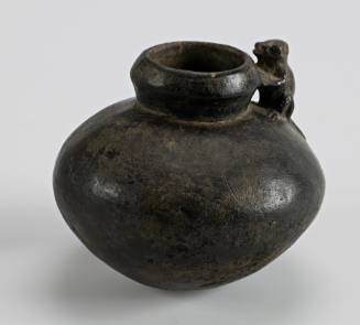 Vessel of globular form with a monkey on shoulder